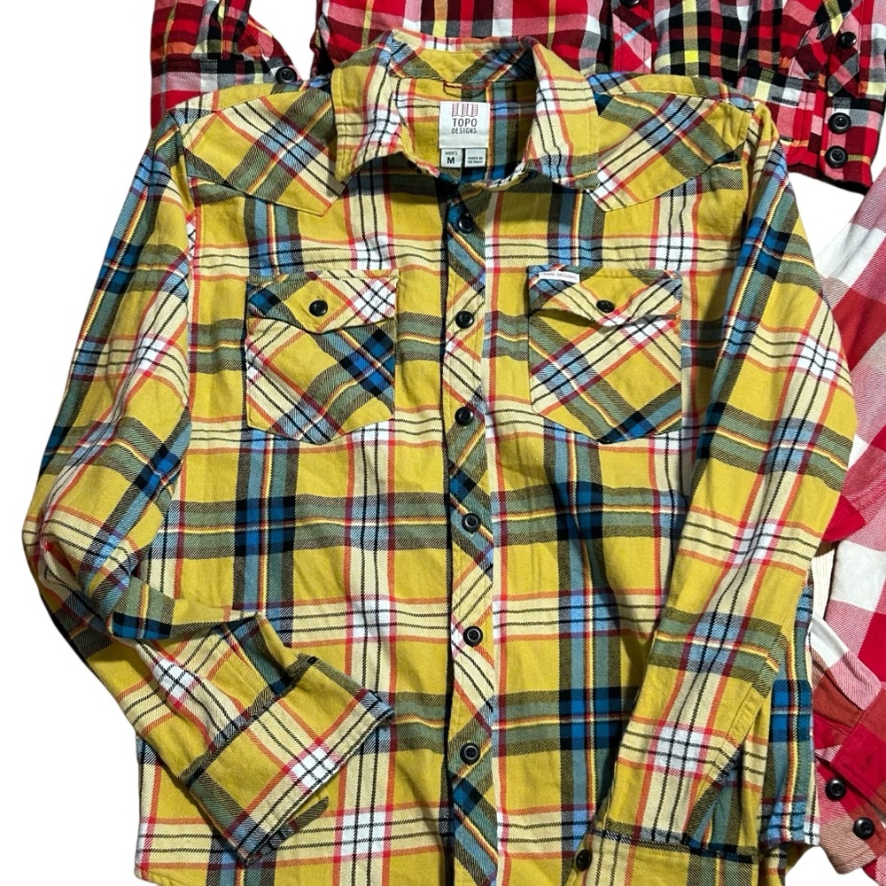 Topo Designs Plaid Flannel Shirts Lot Of 4 Mountain Sz Medium Button Down - Picture 2 of 6
